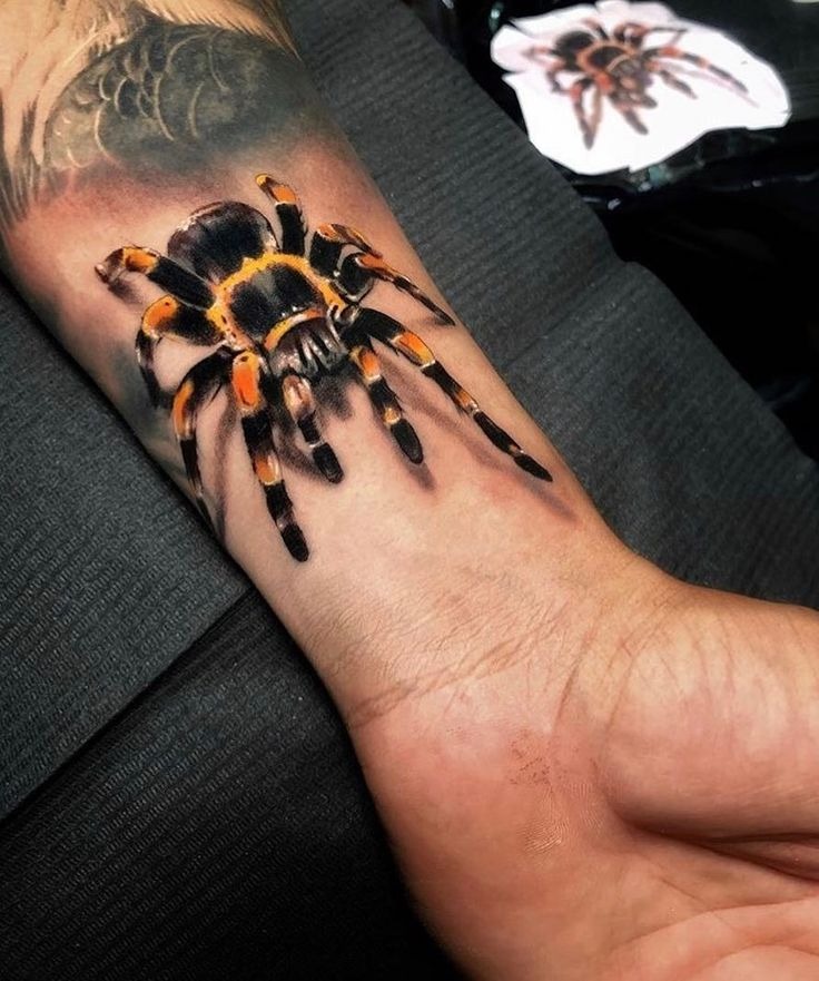 Hyper-Realistic Tarantula on the Wrist Tattoo Design