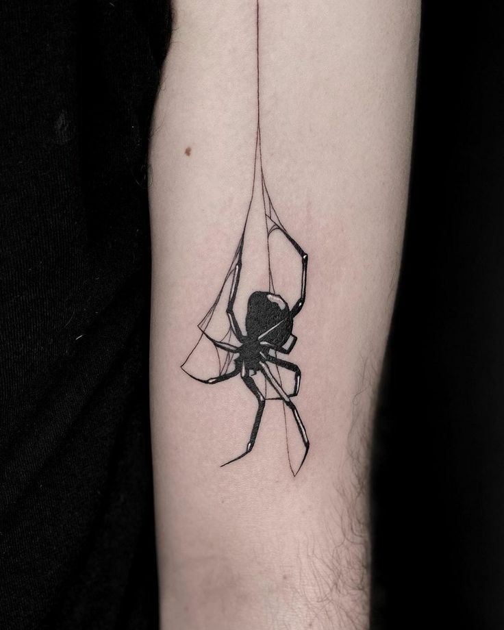 Minimalist Hanging Spider Tattoo Tattoo Design