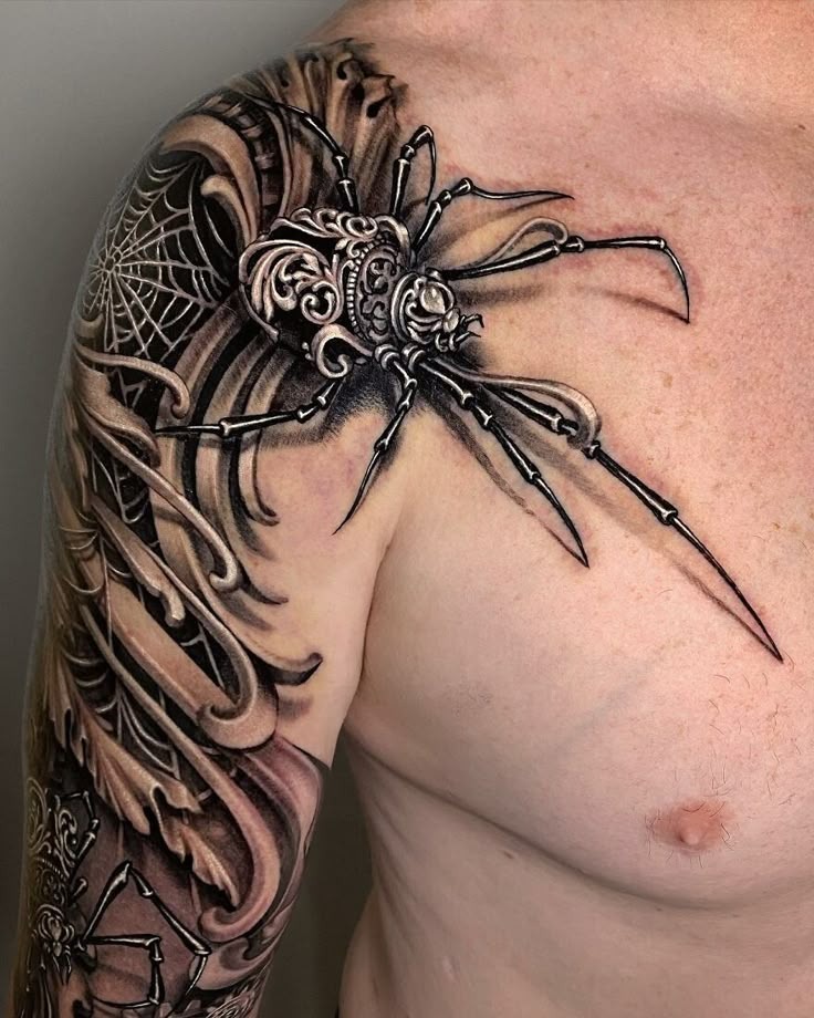 Ornate Shoulder Spider Tattoo Tattoo Design