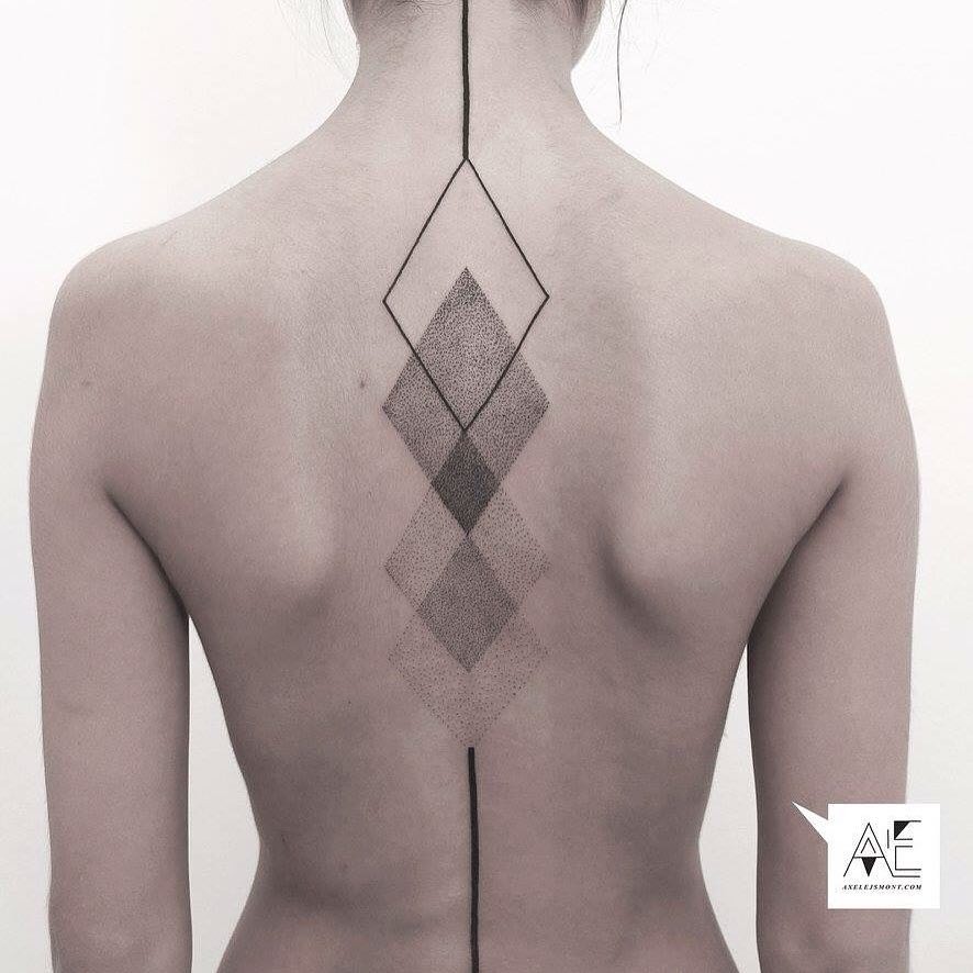 Elegant geometric spine tattoo design for minimalists Tattoo Design