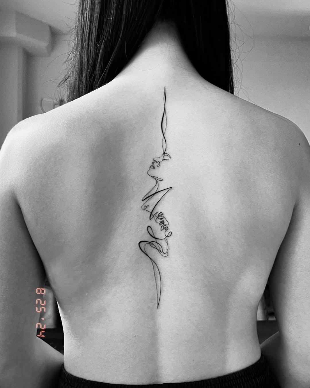 Elegant line art spine tattoo design Tattoo Design