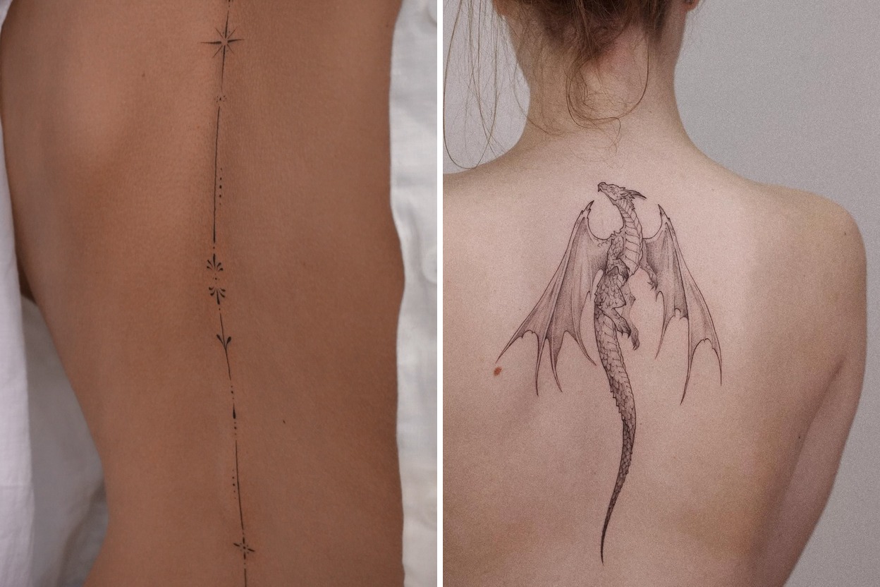35+ Spine Tattoo Ideas Full of Meaning and Personal Style Featured Lookbook Collage