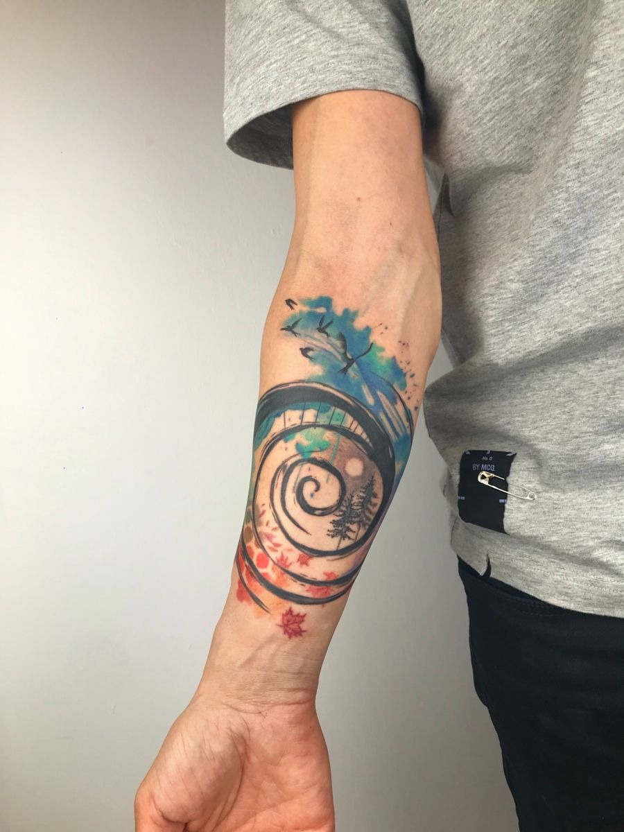 Spiral and Star Galaxy Tattoo Tattoo Design