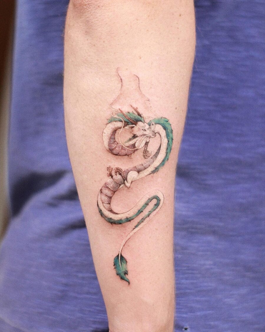 Beautifully detailed dragon tattoo inspired by Spirited Away Tattoo Design