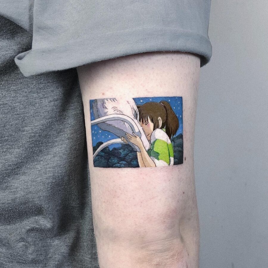 Charming Chihiro and Haku Magical Kiss Tattoo Tattoo Design
