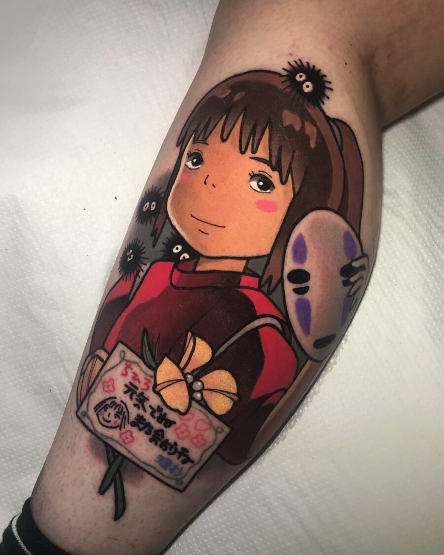 Charming Chihiro Tattoo with Iconic Characters Tattoo Design
