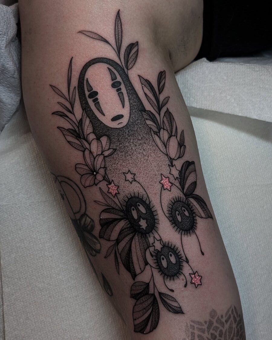 Charming No-Face and Soot Sprites Tattoo Design Tattoo Design