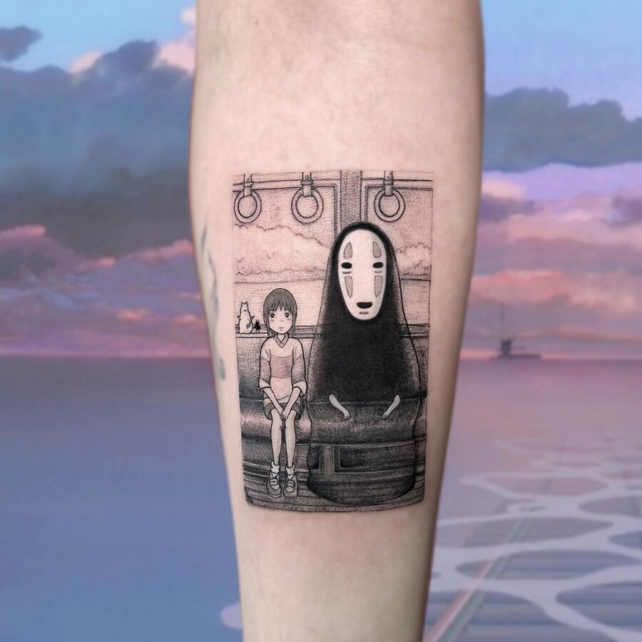 Charming Spirited Away Tattoo of No-Face Tattoo Design
