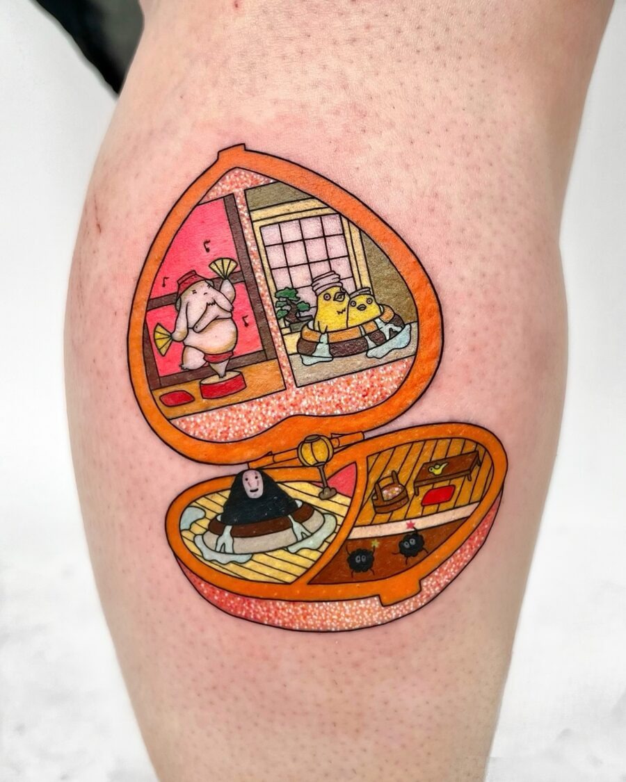 Charming Spirited Away Tattoo with Iconic Characters Tattoo Design