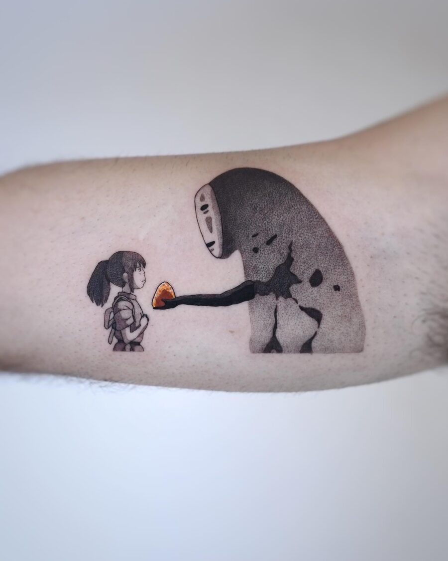 Charming tattoo of Chihiro and No-Face Tattoo Design