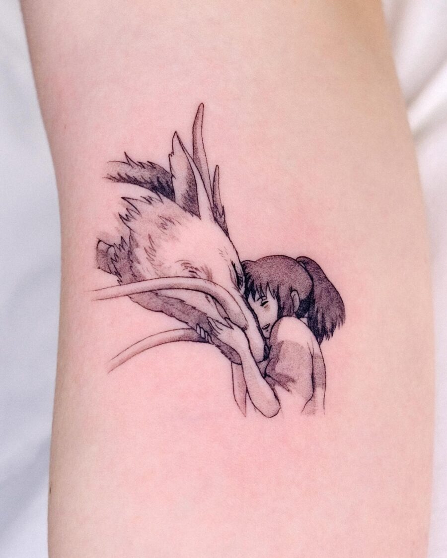 Chihiro and Haku's touching tattoo design Tattoo Design