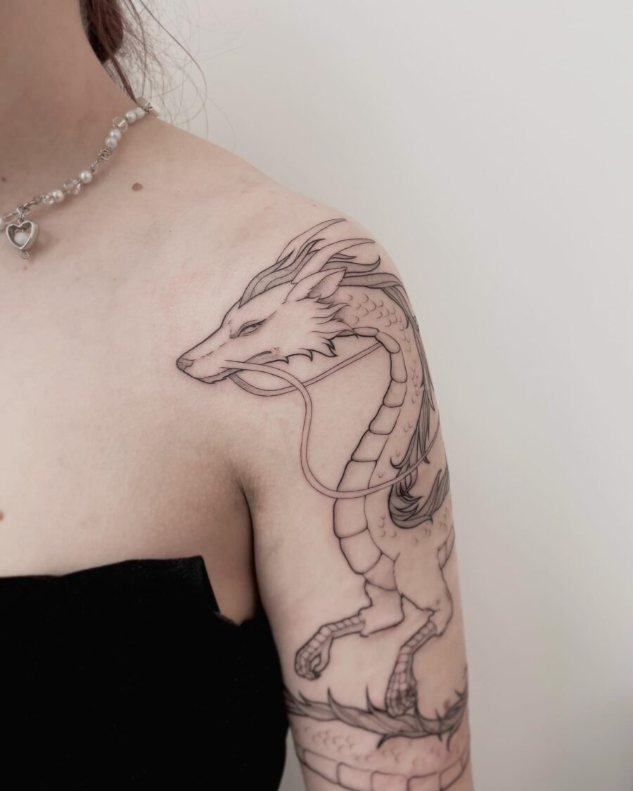 Elegant dragon tattoo from Spirited Away Tattoo Design
