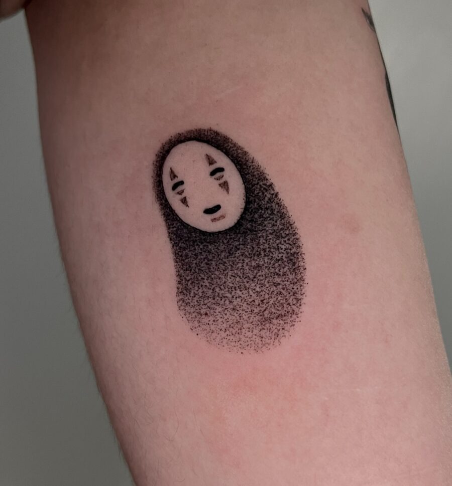 Elegant No-Face Tattoo Inspired by Spirited Away Tattoo Design