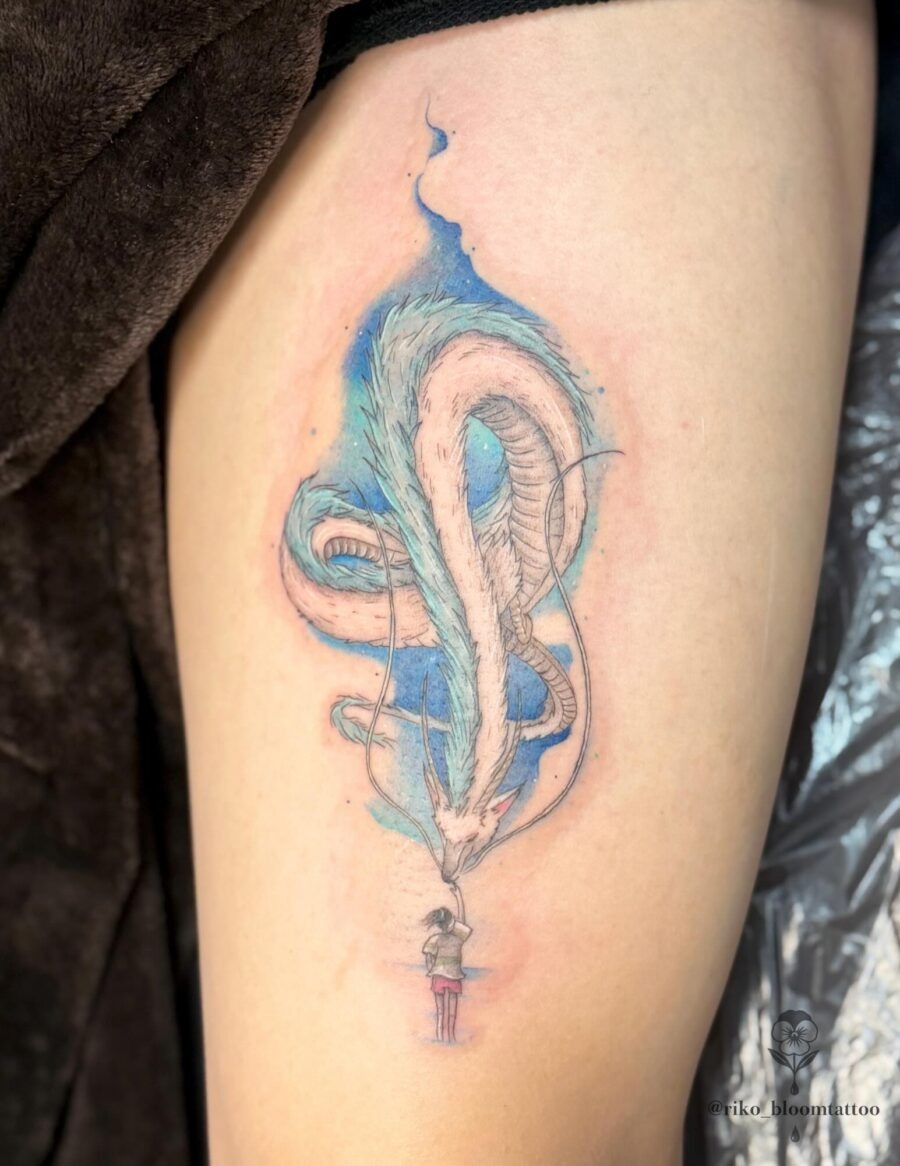 Majestic dragon tattoo inspired by Spirited Away Tattoo Design