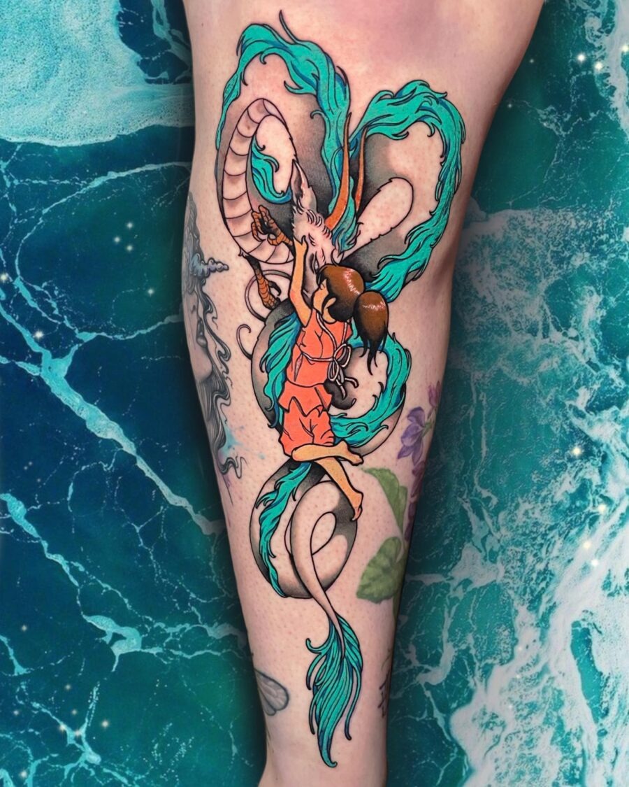 Stunning Haku tattoo inspired by Spirited Away Tattoo Design