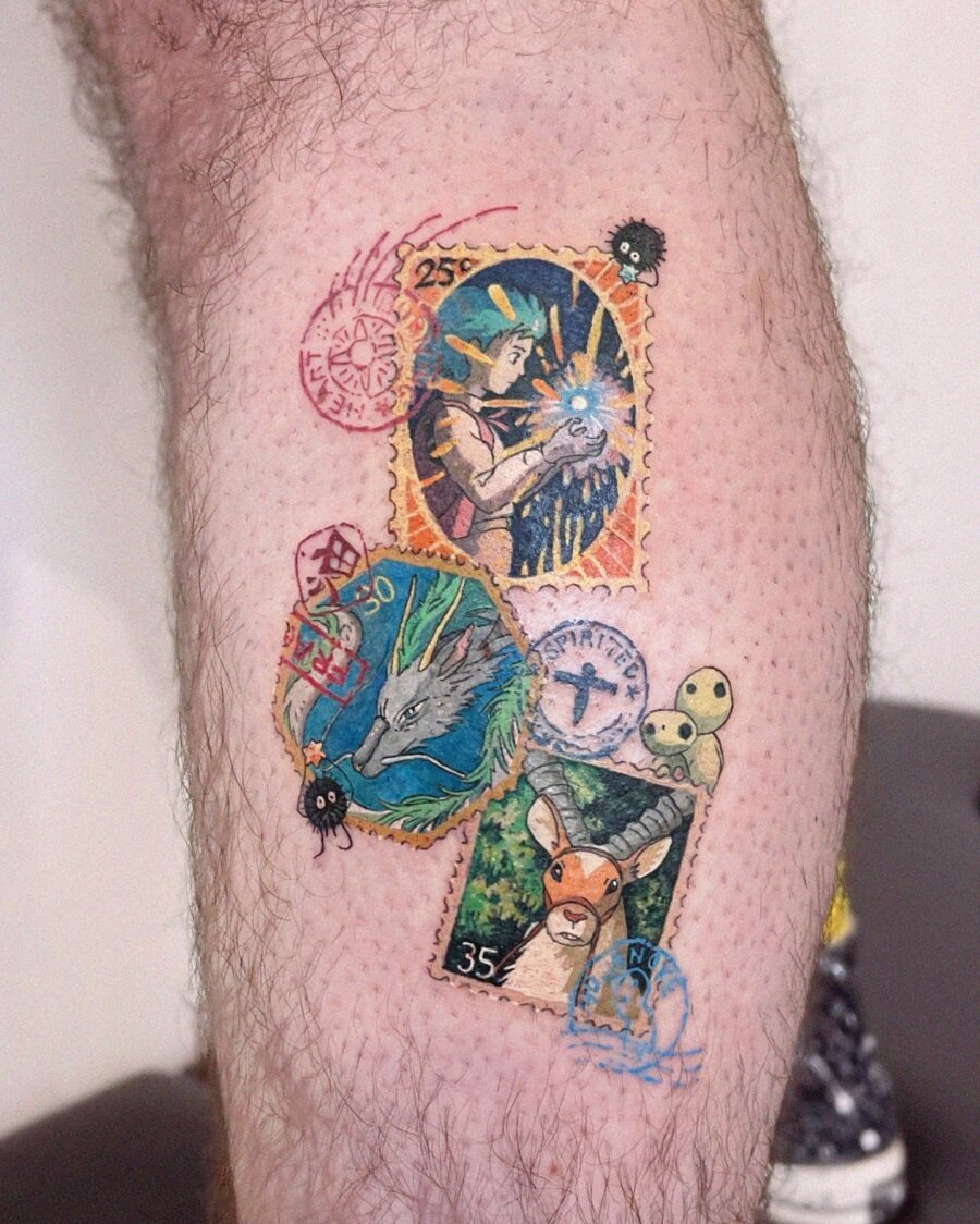 Unique spirited away stamp-inspired tattoo collection Tattoo Design