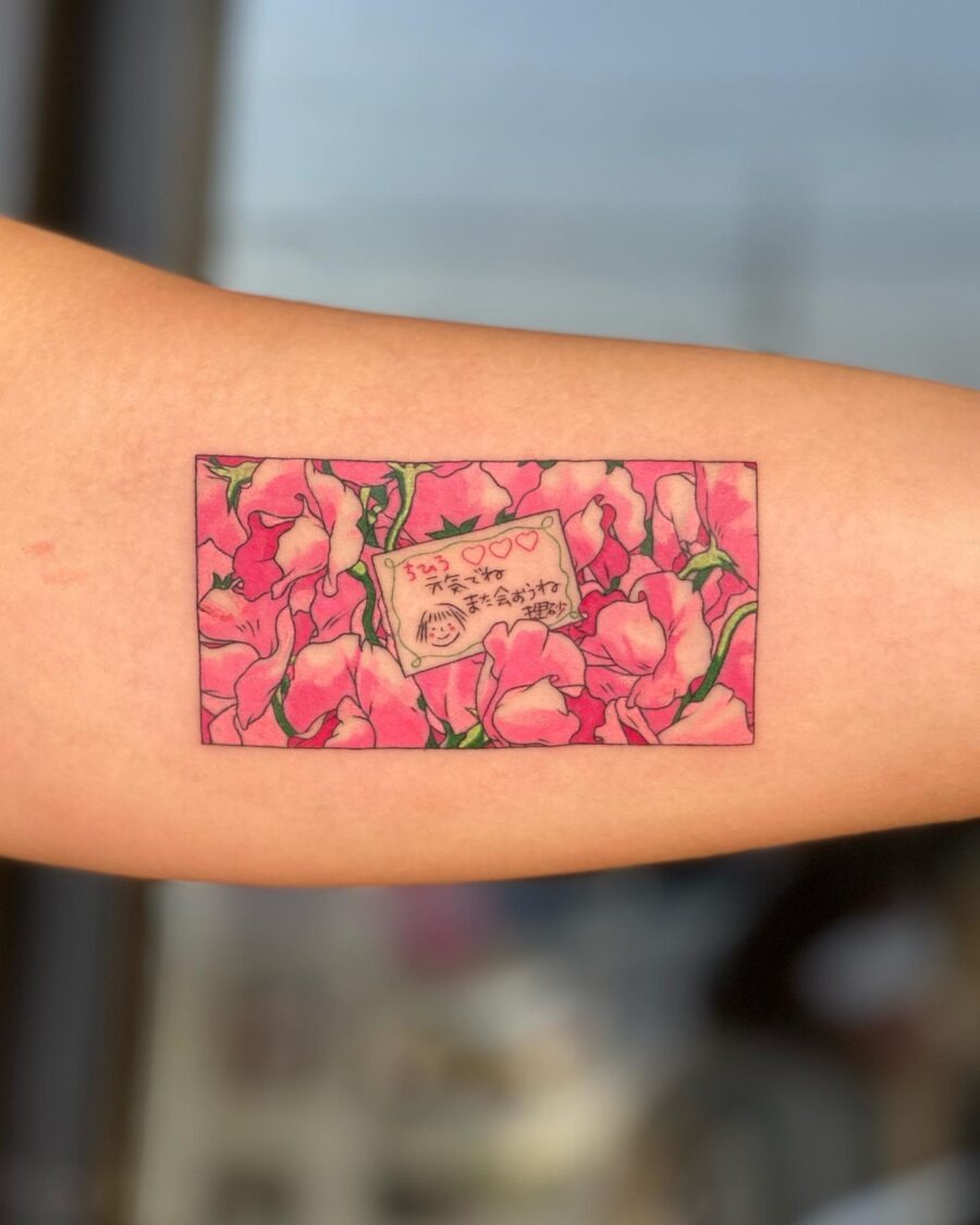 Vibrant floral tattoo inspired by Spirited Away Tattoo Design
