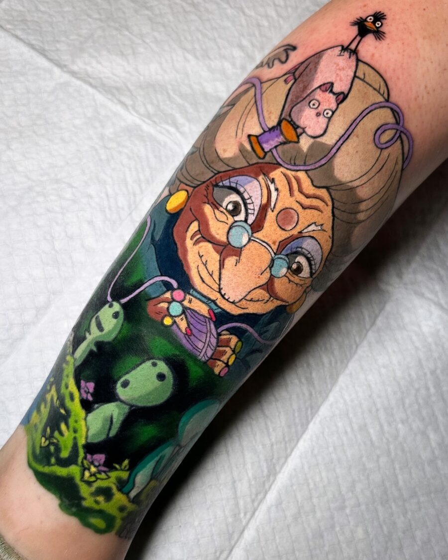 Vibrant ink of Yubaba and No-Face Tattoo Design