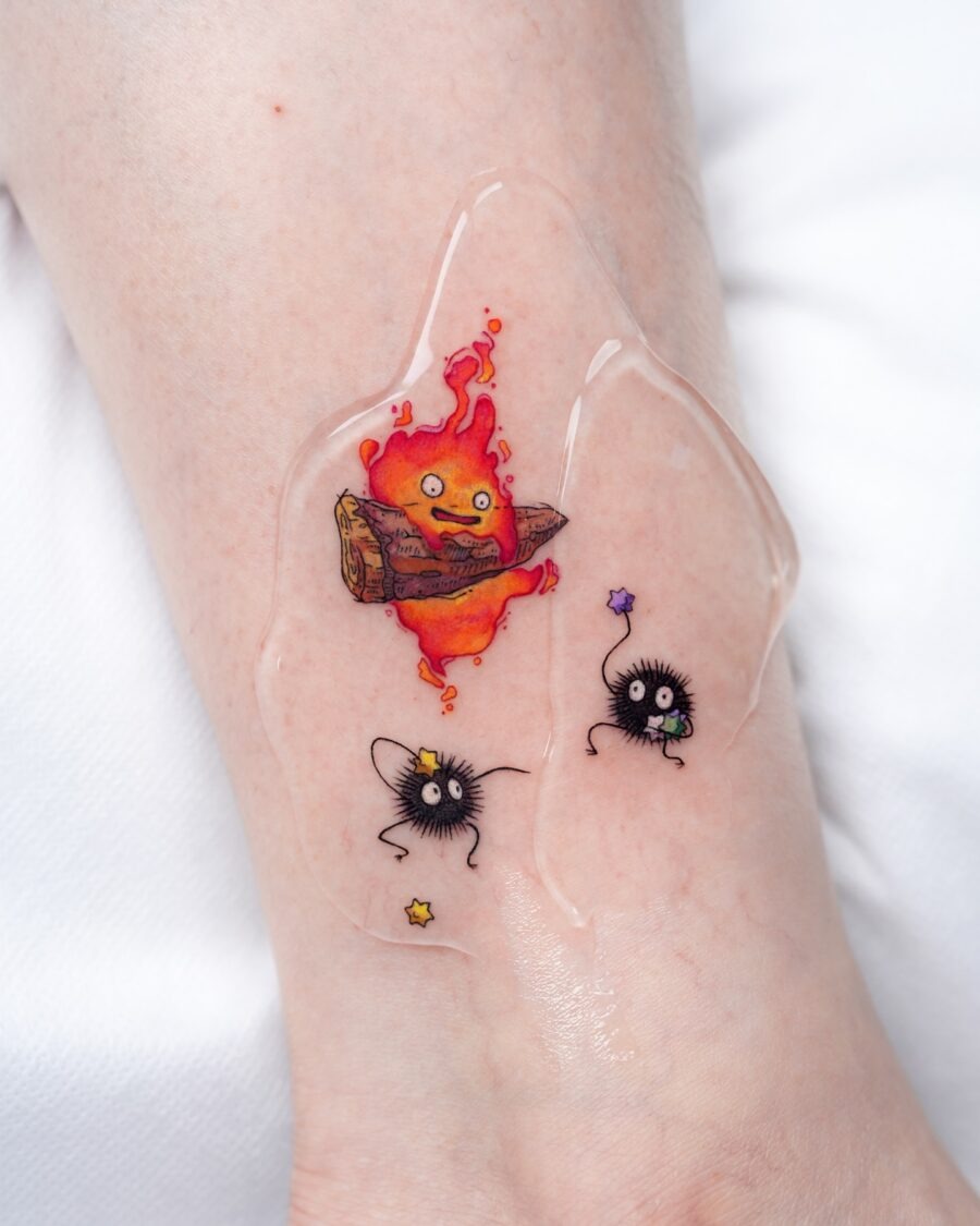 Whimsical spirits from Spirited Away adorning skin Tattoo Design