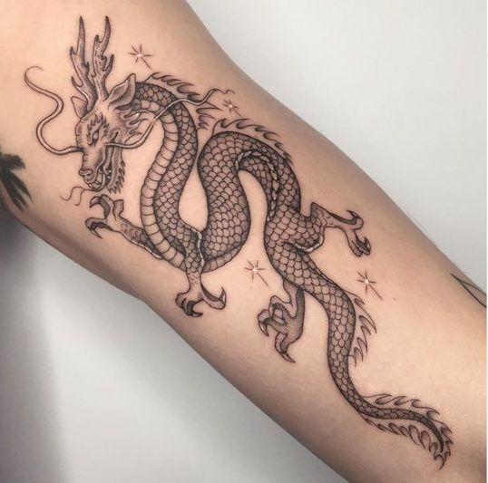 Linework Dragon Tattoo Tattoo Design