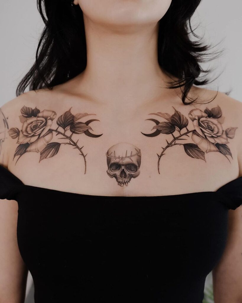 Roses and Skull Tattoo Design Tattoo Design