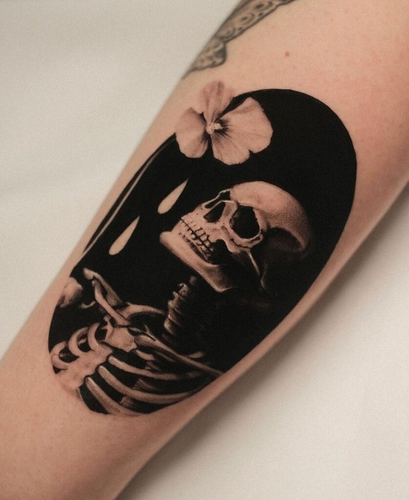 Skeleton and Flower Tattoo Tattoo Design