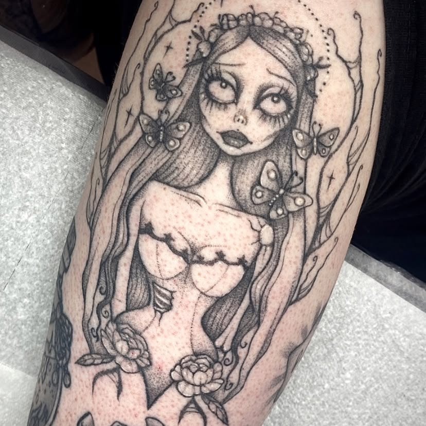 Corpse Bride-Inspired Gothic Romance Tattoo Tattoo Design