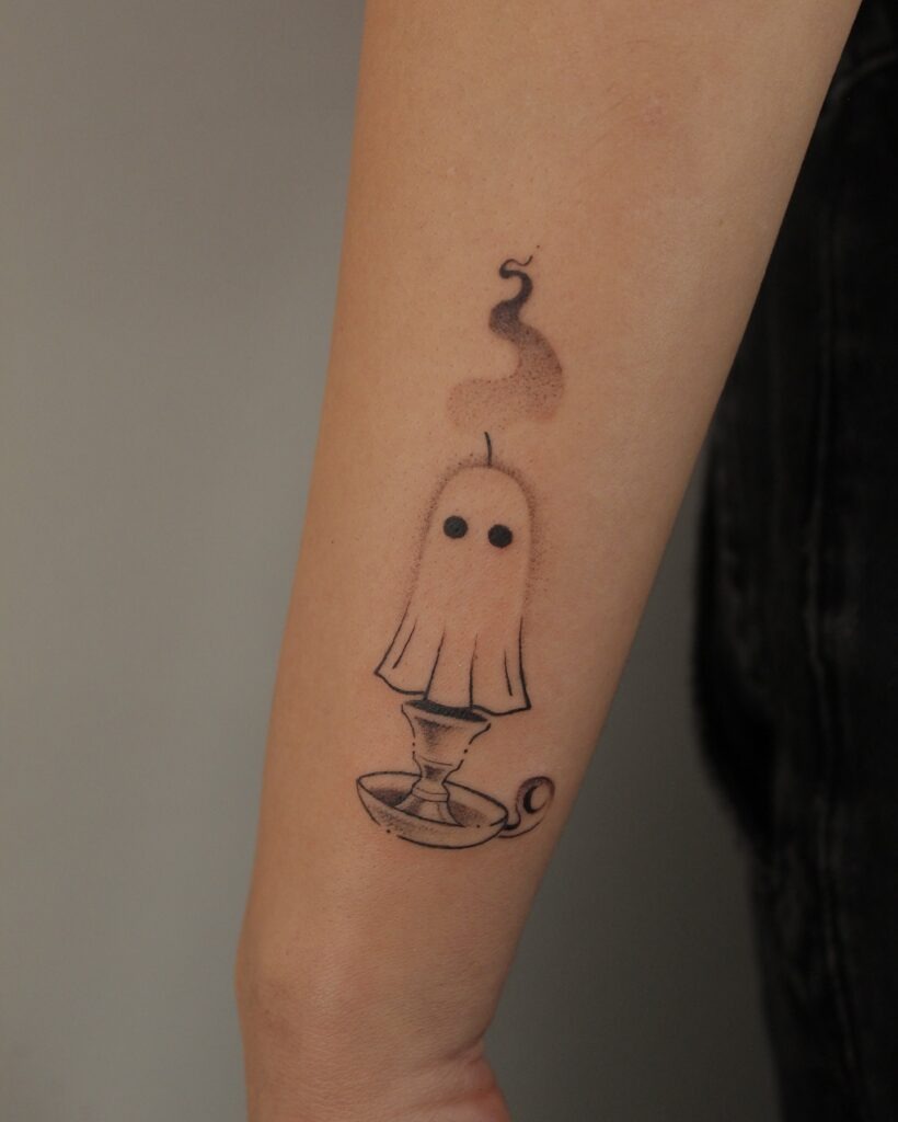 Ghost Candle Spirit Tattoo Tattoo Design