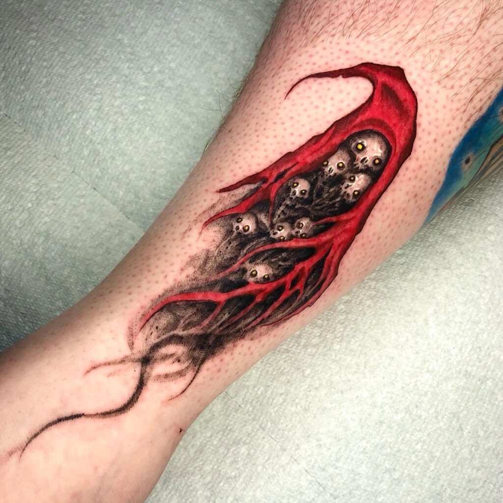 Red Cloaked Wraith with Screaming Souls Tattoo Tattoo Design