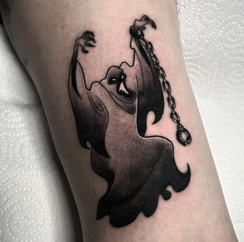 Screaming Ghost with Chains Tattoo Tattoo Design