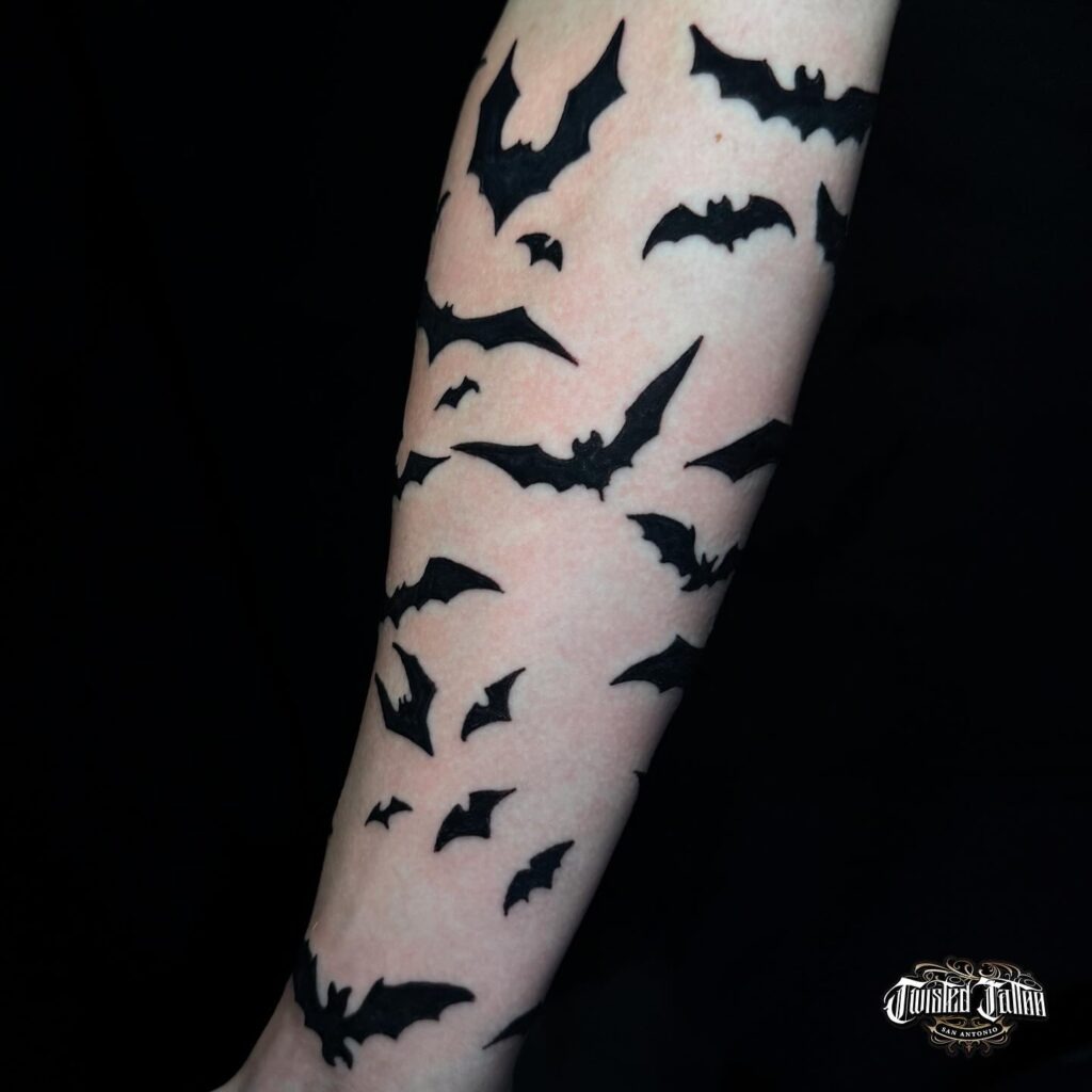 Swarm of Bats Forearm Tattoo Tattoo Design