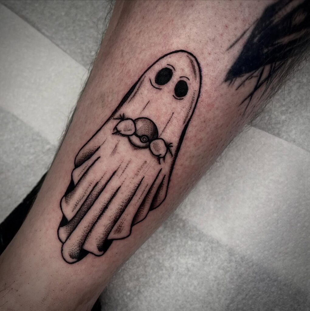 Sweet Ghost Holding Candy Tattoo Tattoo Design