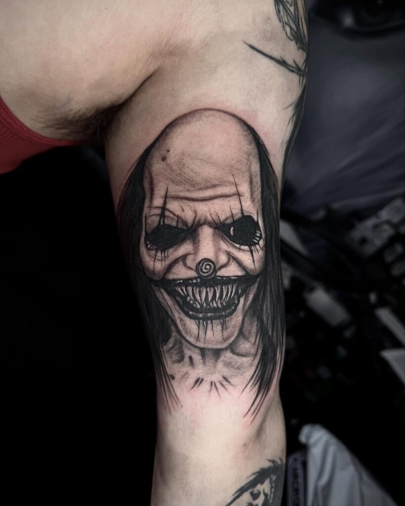 Terrifying Clown Face Tattoo Tattoo Design