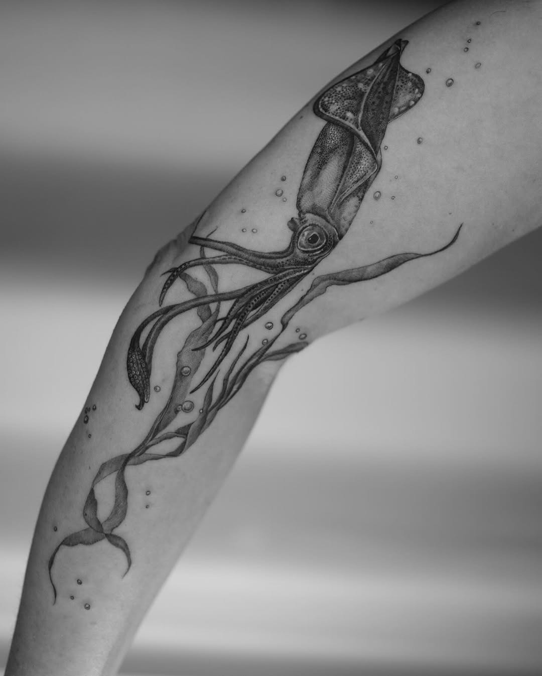 Intricate Black and Gray Squid Tattoo Design Tattoo Design