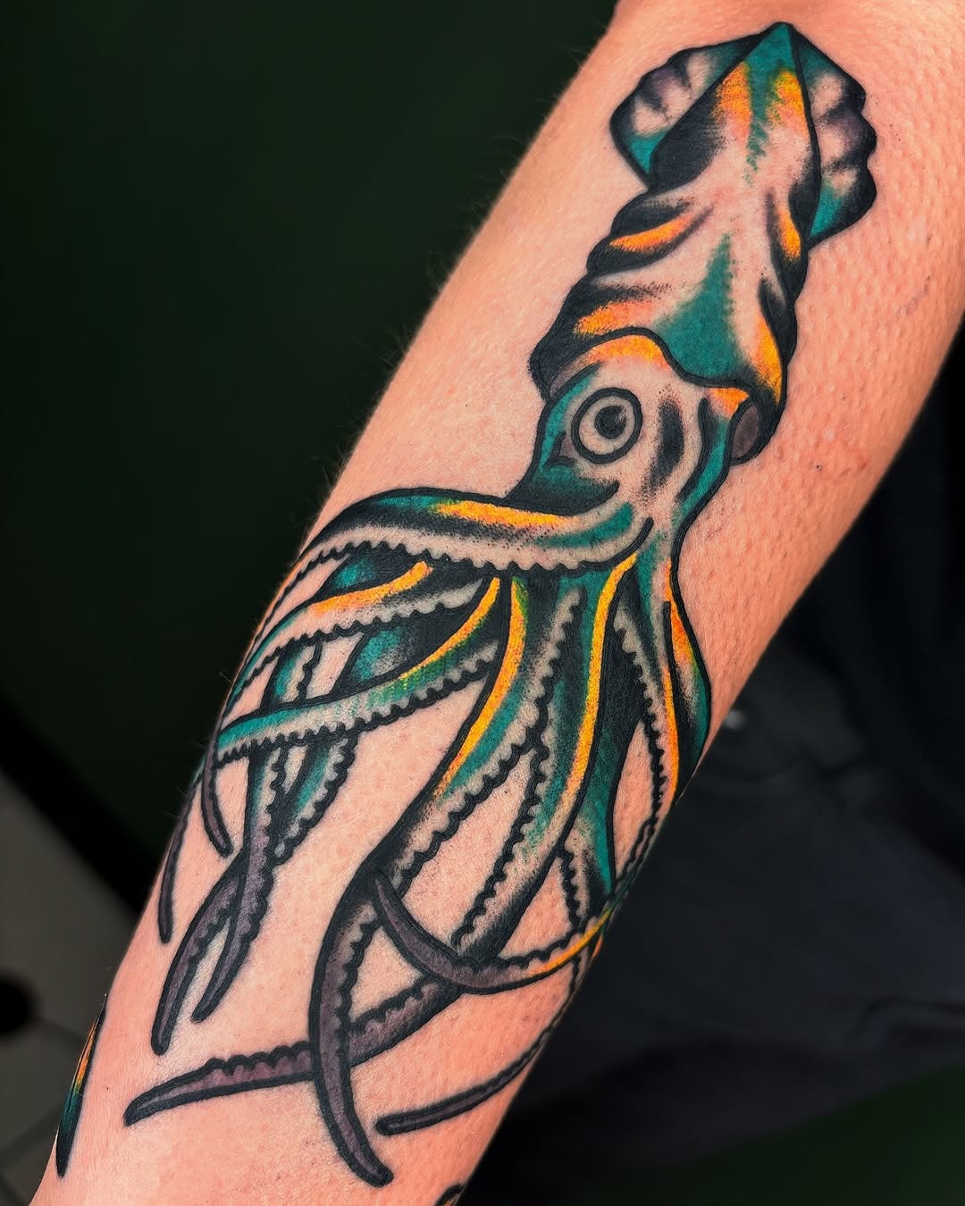 Vivid Squid Tattoo with Detailed Tentacles Tattoo Design