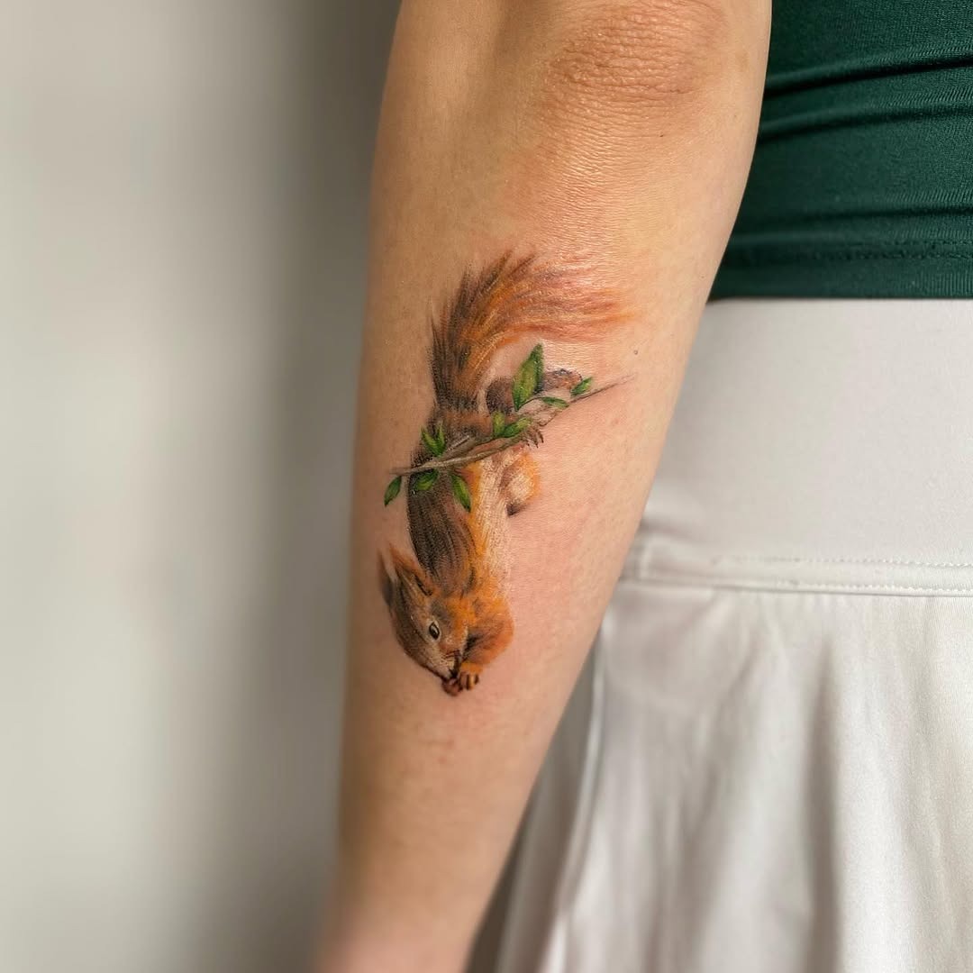 Vibrant squirrel tattoo bringing nature alive Tattoo Design