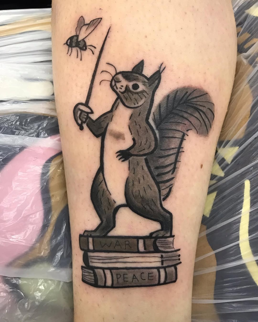 Whimsical squirrel tattoo symbolizing duality Tattoo Design