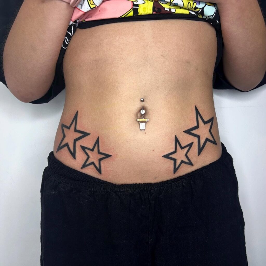 Bold Star Outline Waist Tattoo Tattoo Design