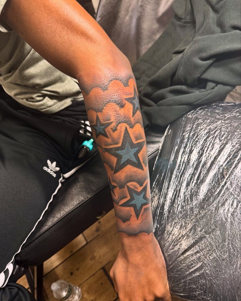Bold Star Sleeve Tattoo Tattoo Design