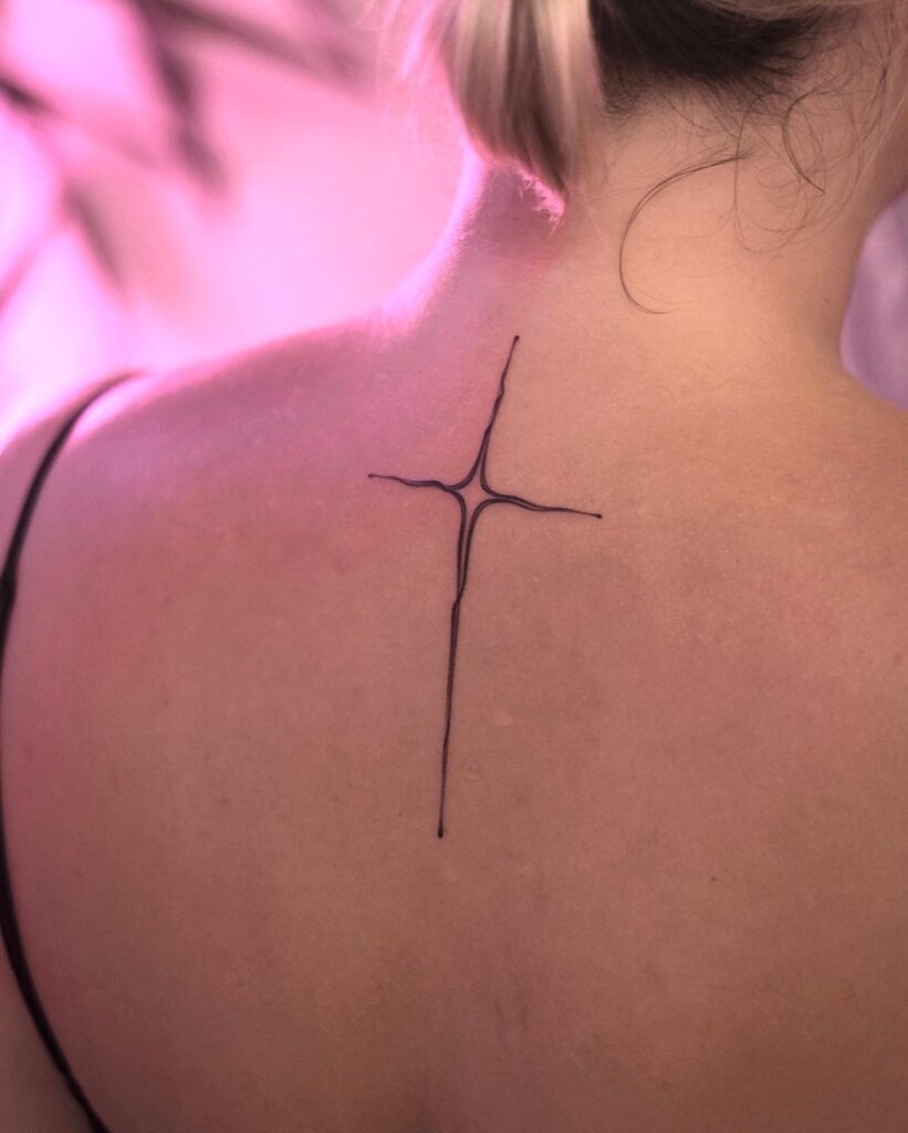 Elegant Star Cross Tattoo Tattoo Design