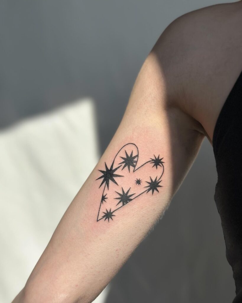 Heart-Shaped Star Cluster Tattoo Tattoo Design