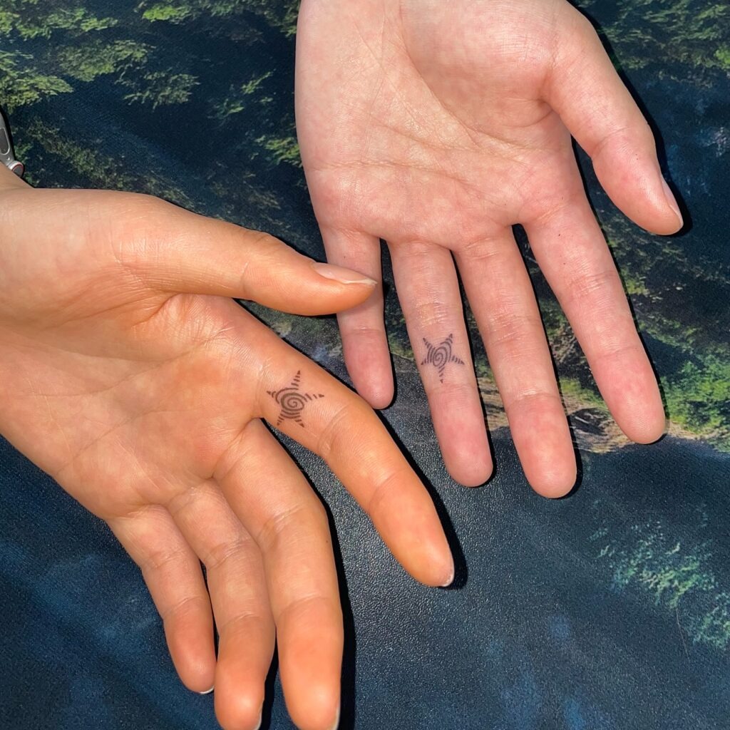 Matching Cosmic Star Finger Tattoos Tattoo Design