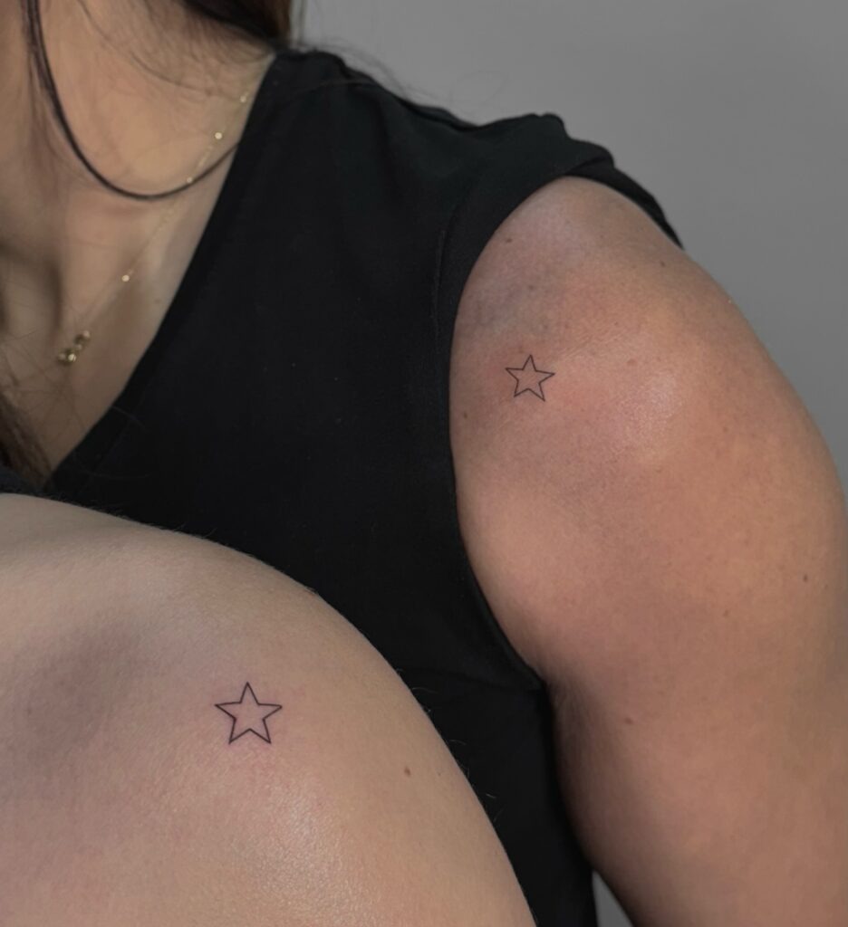 Matching Minimalist Star Shoulder Tattoos Tattoo Design