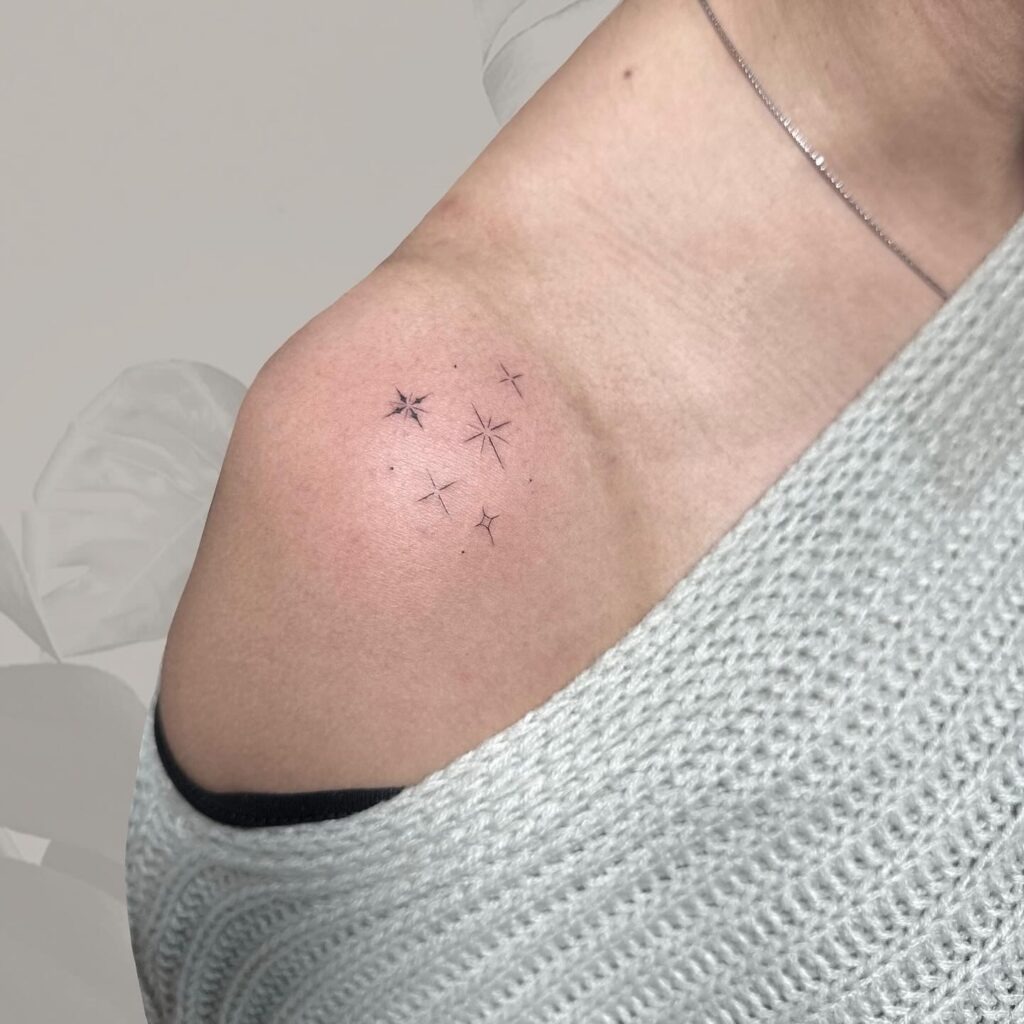 Minimal Star Cluster Shoulder Tattoo Tattoo Design