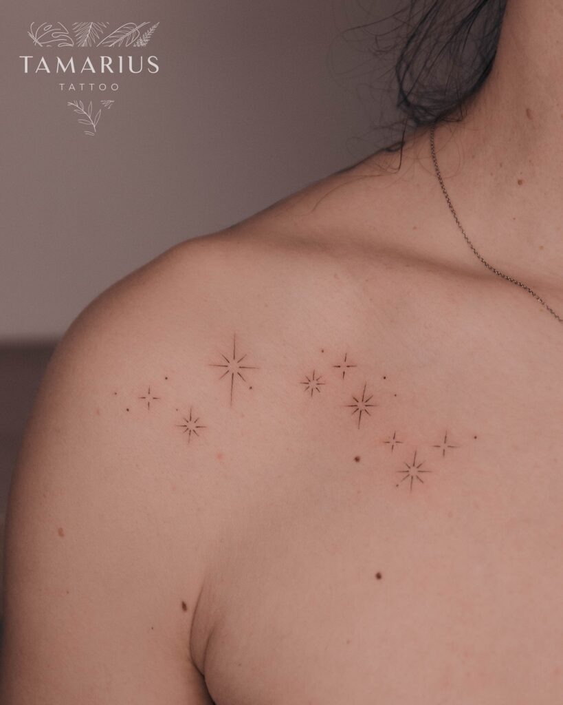 Minimalist Star Cluster Shoulder Tattoo Tattoo Design
