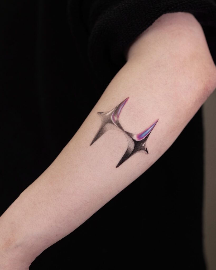 Neon Chrome Star Duo Tattoo Tattoo Design