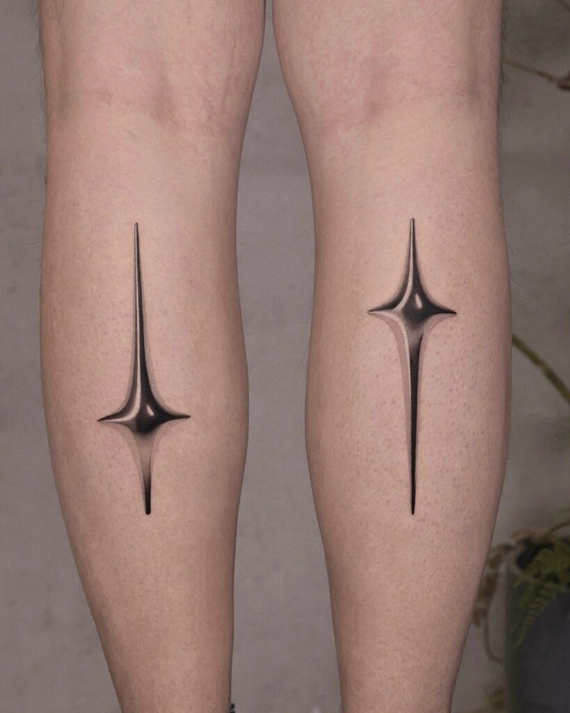 Sleek Starburst Calf Tattoos Tattoo Design