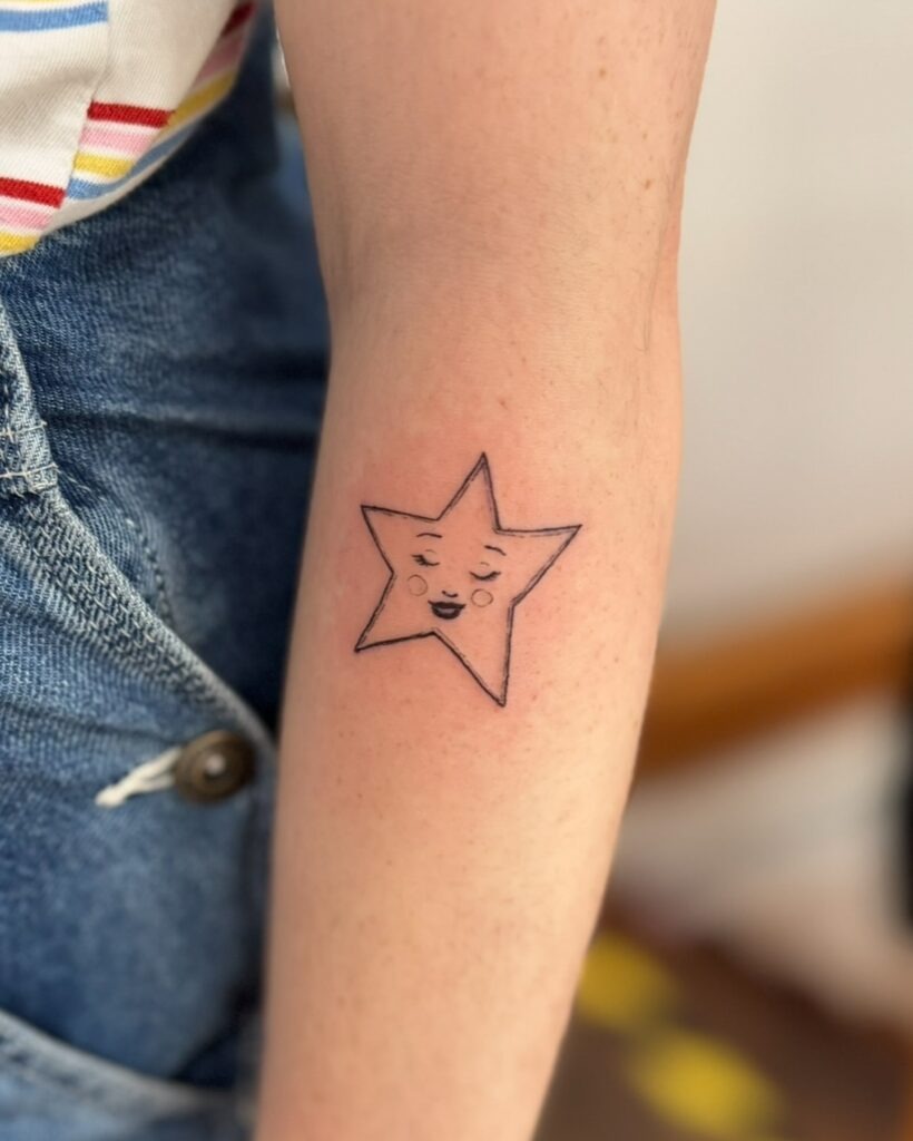Smiling Star Face Tattoo Tattoo Design