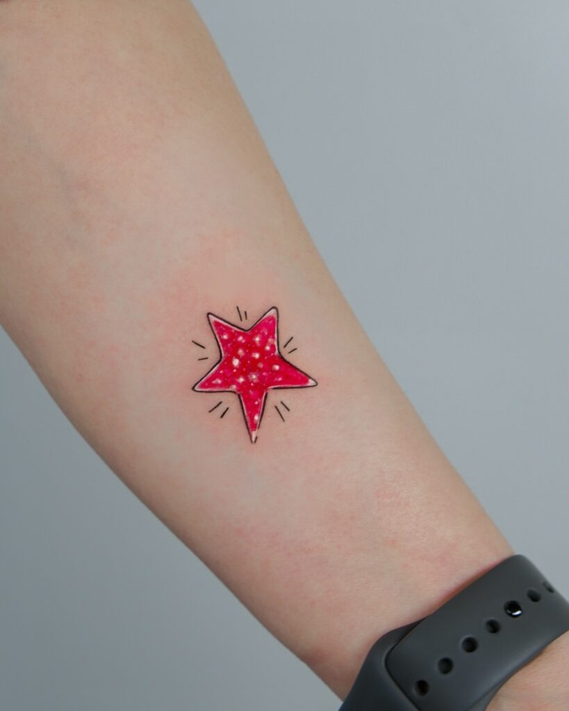 Sparkling Red Star Tattoo Tattoo Design