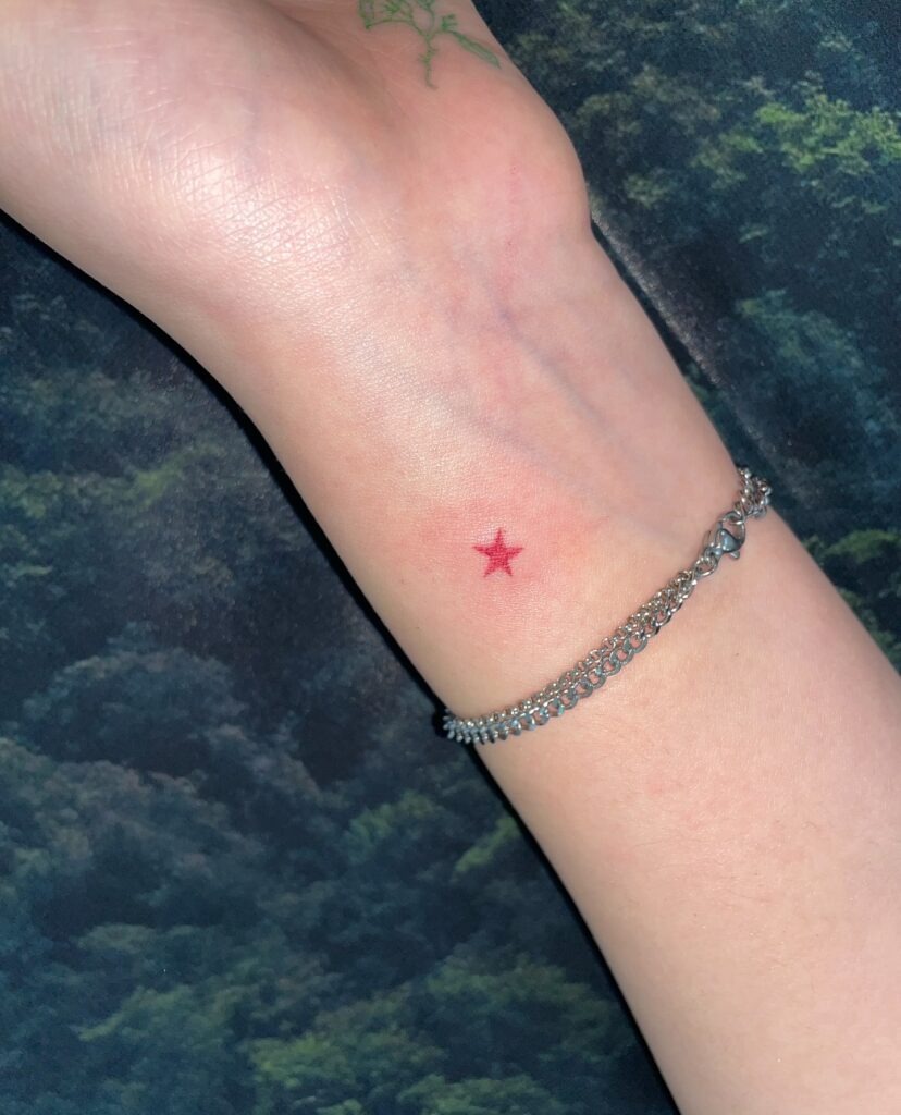 Tiny Red Star Wrist Tattoo Tattoo Design